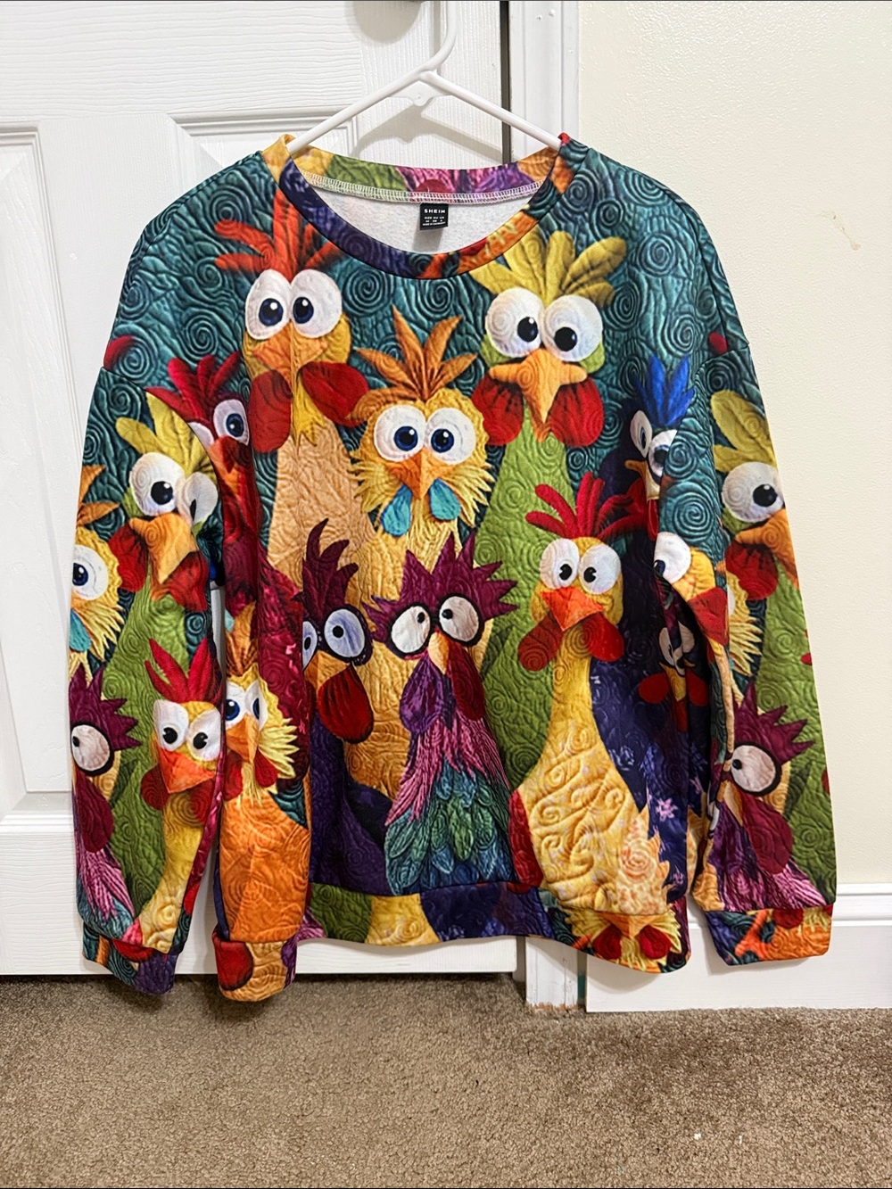 Colorful Cartoon Chicken Sweatshirt - Picture 2 of 4